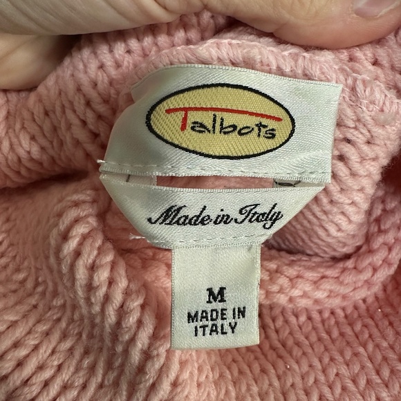 Vintage Talbots Baby Pink Wool Blend Chunky Turtleneck Sweater Sz Medium - Picture 7 of 8
